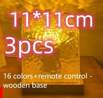 LED Water Ripple Ambient Night Light USB Rotating Projection Crystal Table Lamp RGB Dimmable Home Decoration 16 Color Gifts - Golden Treasures  # #