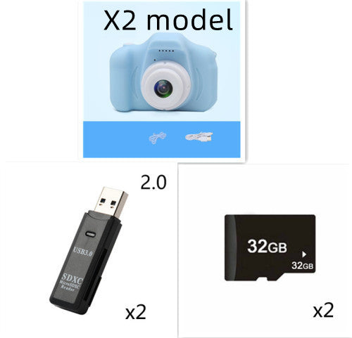 X2 HD Mini Cartoon Kids Digital Camera - Golden Treasures 