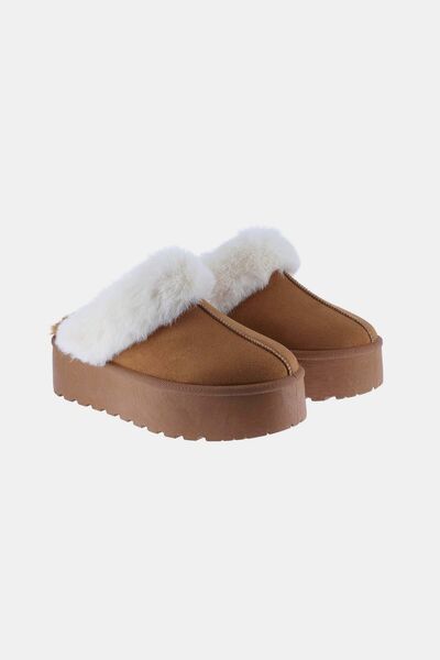 Weeboo Thick Bottom Fur Trim Snow Slippers - Golden Treasures  # #