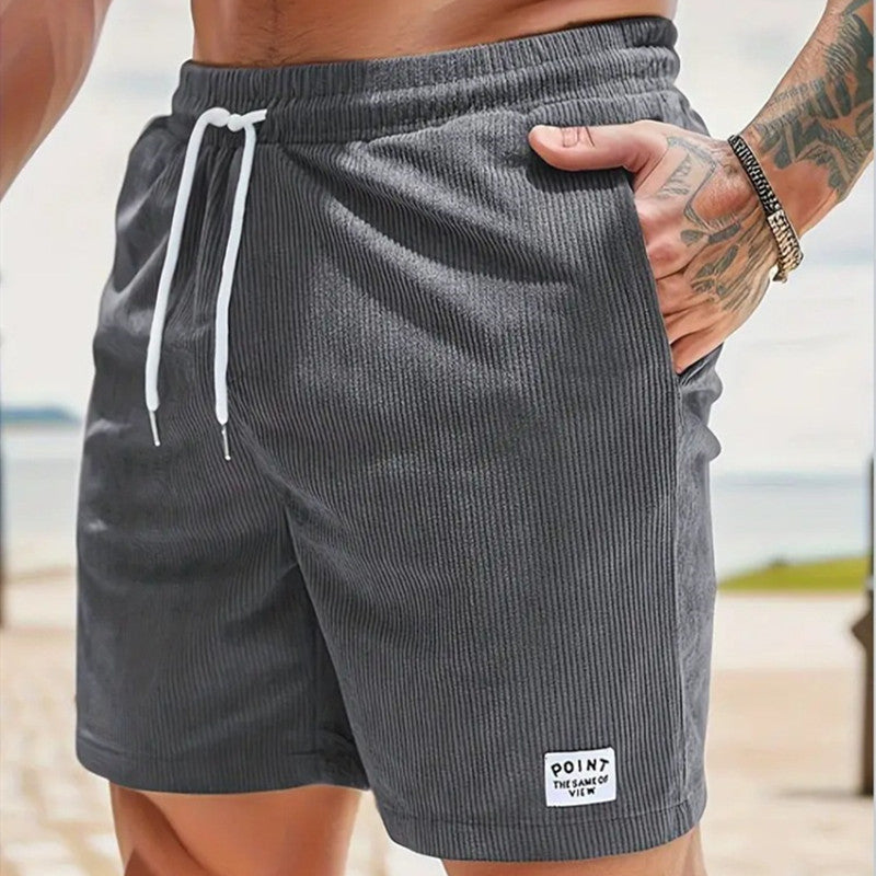 Lace-up Drawstring Shorts Summer Corduroy Sports Short Pants Mens Clothing - Golden Treasures  # #