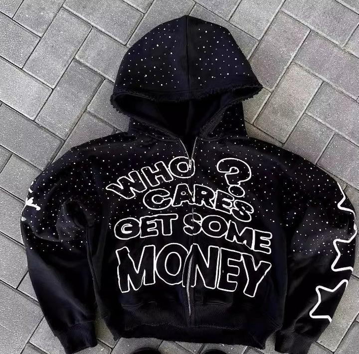 High Street Dark Style Letter Print Hoodie - Golden Treasures  # #