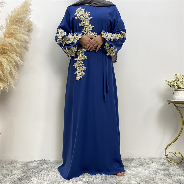 Fashion Lace Beaded Muslim Dress Women - Golden Treasures 