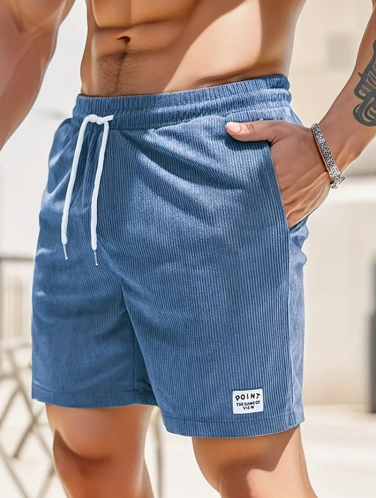 Lace-up Drawstring Shorts Summer Corduroy Sports Short Pants Mens Clothing - Golden Treasures  # #