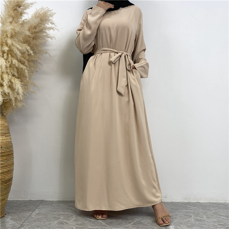 Women's Lace Up Pocket Modest Dress - Golden Treasures 