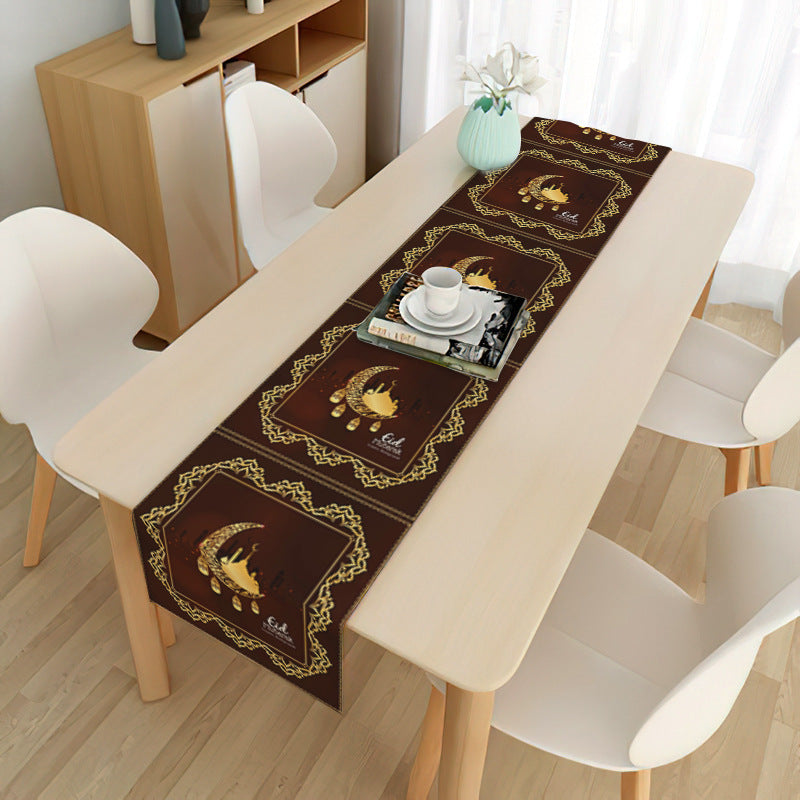 Home Muslim Ramadan Decorative Cloth Table Flag - Golden Treasures  # #