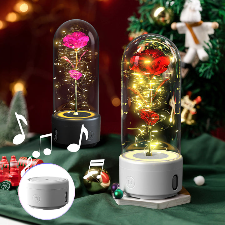 Rose Flowers LED Light, Bluetooth Speaker Valentine's Day Gift Rose Luminous Ornament - Golden Treasures  # #