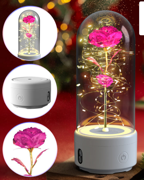 Rose Flowers LED Light, Bluetooth Speaker Valentine's Day Gift Rose Luminous Ornament - Golden Treasures  # #