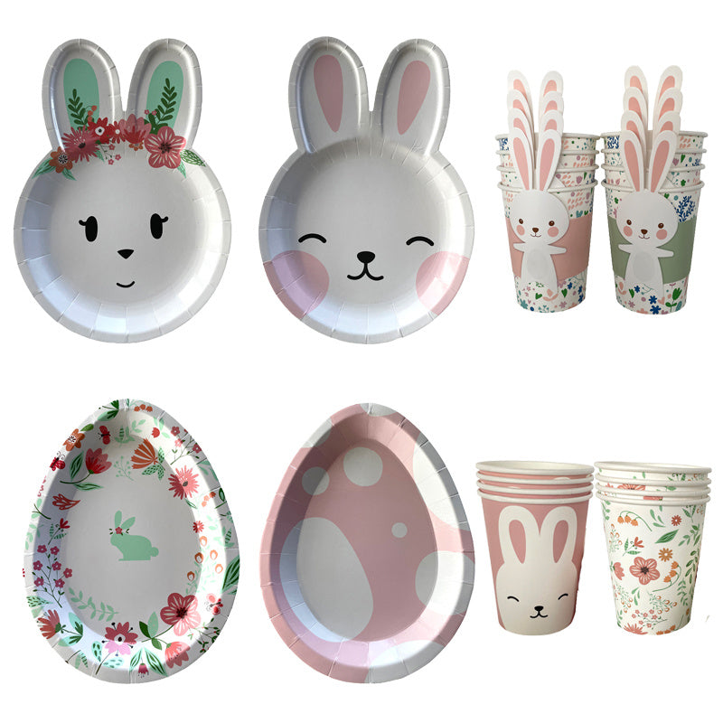 Easter Rabbit Paper Plate And Cups Eggs Easter Party Supplies Easter Gift