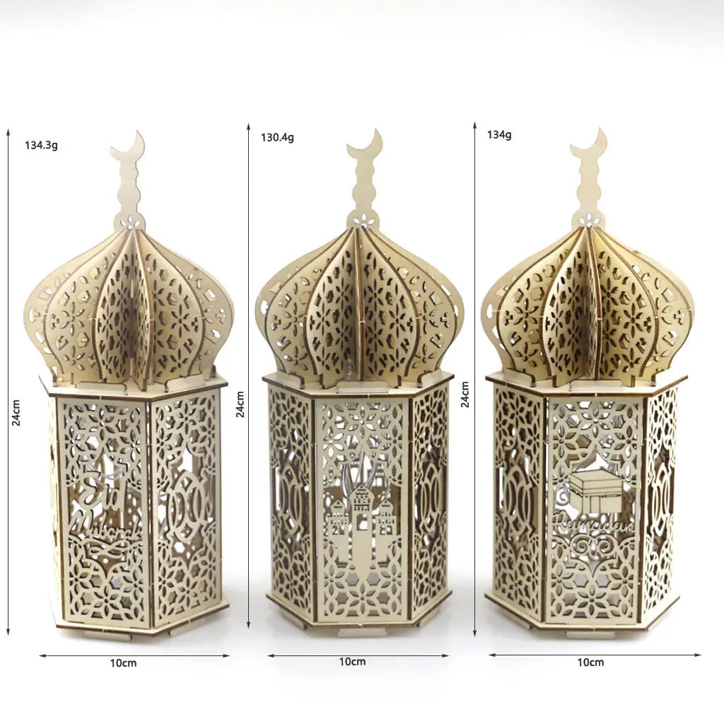 Ramadan Festival Decorative Eooden Crafts Ornaments - Golden Treasures  # #