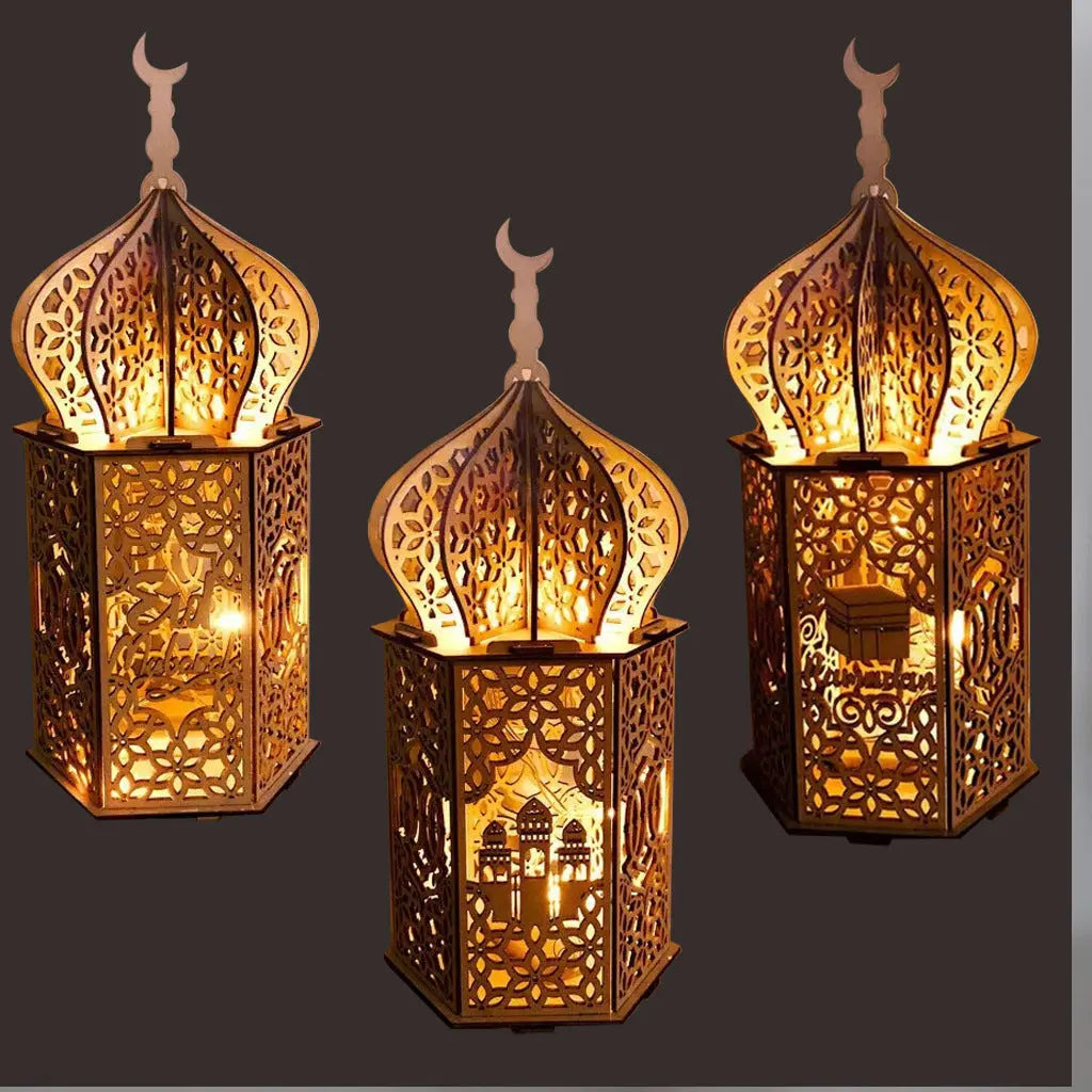 Ramadan Festival Decorative Eooden Crafts Ornaments - Golden Treasures  # #