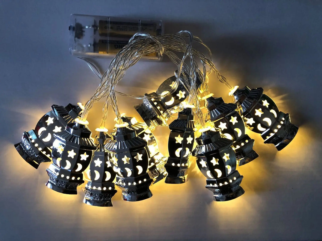 Middle East Arab Muslim Ramadan Wrought Iron LED Palace Lantern String Light - Golden Treasures  # #