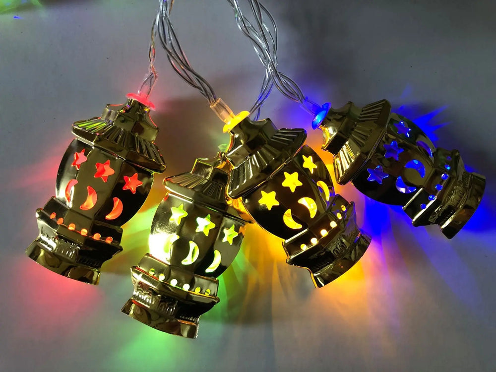 Middle East Arab Muslim Ramadan Wrought Iron LED Palace Lantern String Light - Golden Treasures  # #