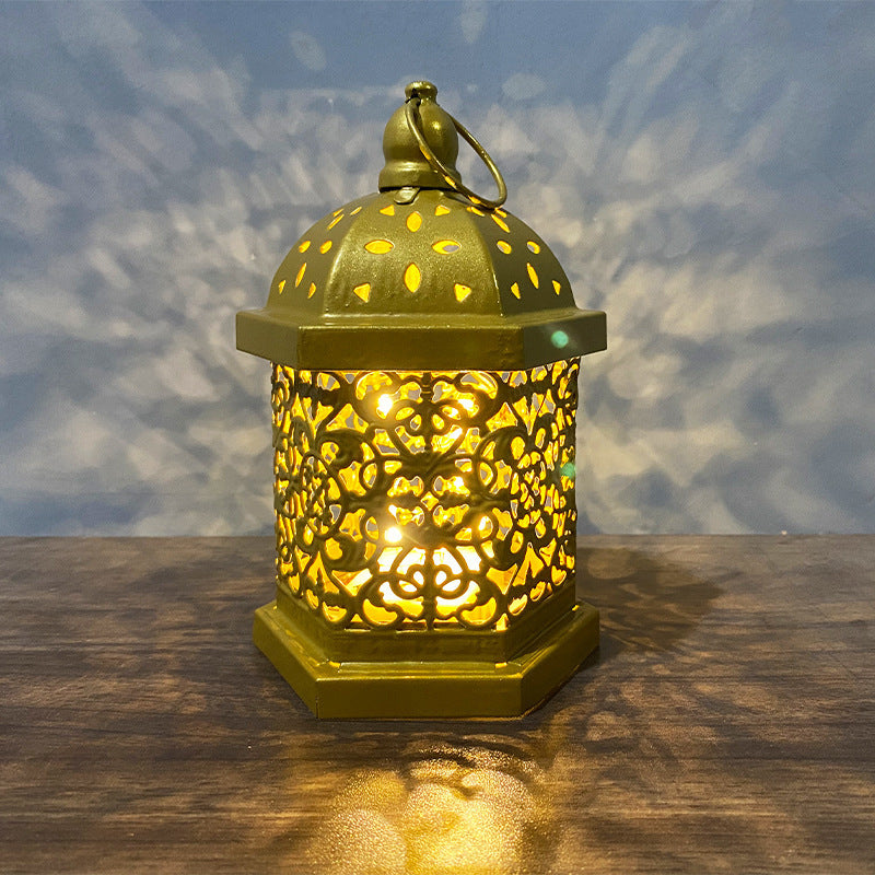 Home Decor Metal Lantern Eid Mubarak Night Led Ramadan Decoration Muslim Party Supplies Gift - Golden Treasures  # #