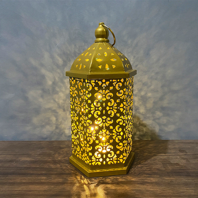 Home Decor Metal Lantern Eid Mubarak Night Led Ramadan Decoration Muslim Party Supplies Gift - Golden Treasures  # #