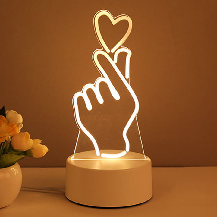 3D Lamp Acrylic USB LED Light Neon Sign Lamp Home Decor Valentines Day Gift - Golden Treasures  # #