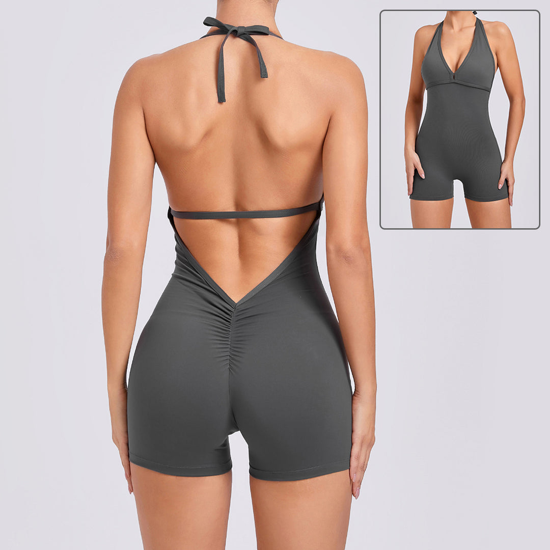 Yoga Pants Jumpsuit Back Shorts One-piece Fitness For Women's Clothing - Golden Treasures  # #