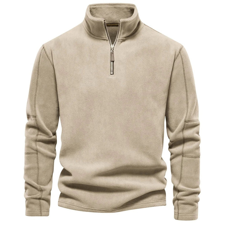 Zippered Sweatshirt With Fleece Winter Casual Pullover Top Men's Clothing