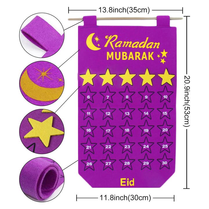 Ramadan Decoration Eid Calendar 30 Days Eid Tapestry For Children - Golden Treasures  # #