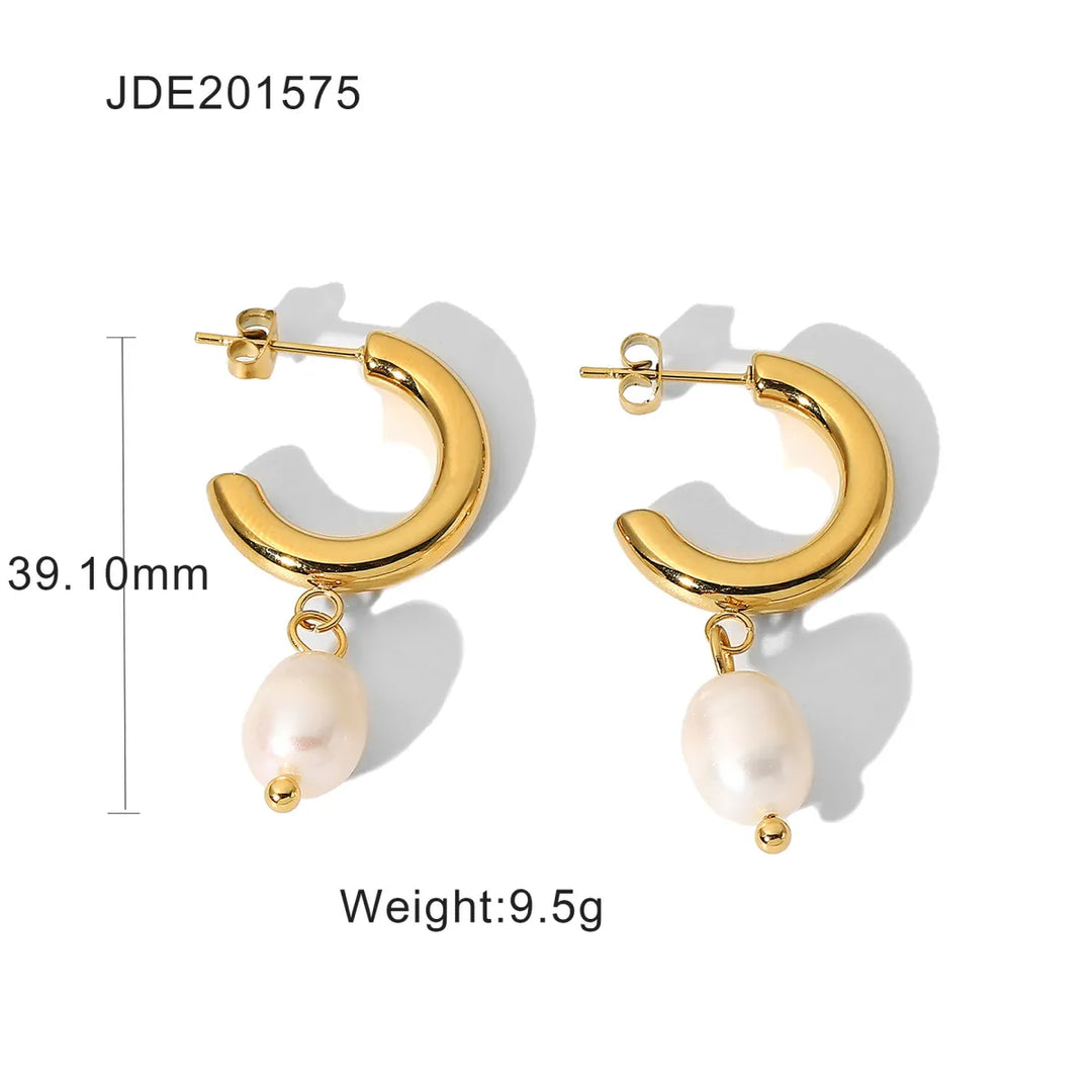 Fashionable Stainless Steel Pearl Earrings