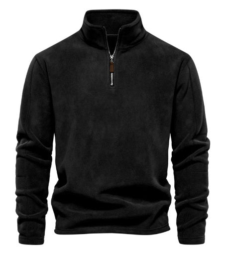 Zippered Sweatshirt With Fleece Winter Casual Pullover Top Men's Clothing