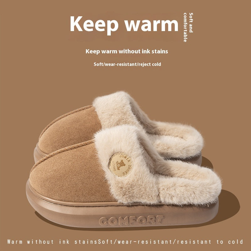 New Plush Slippers For Women Men Winter Warm Home Slipper Indoor Thick-soled Fleece Shoes - Golden Treasures  # #