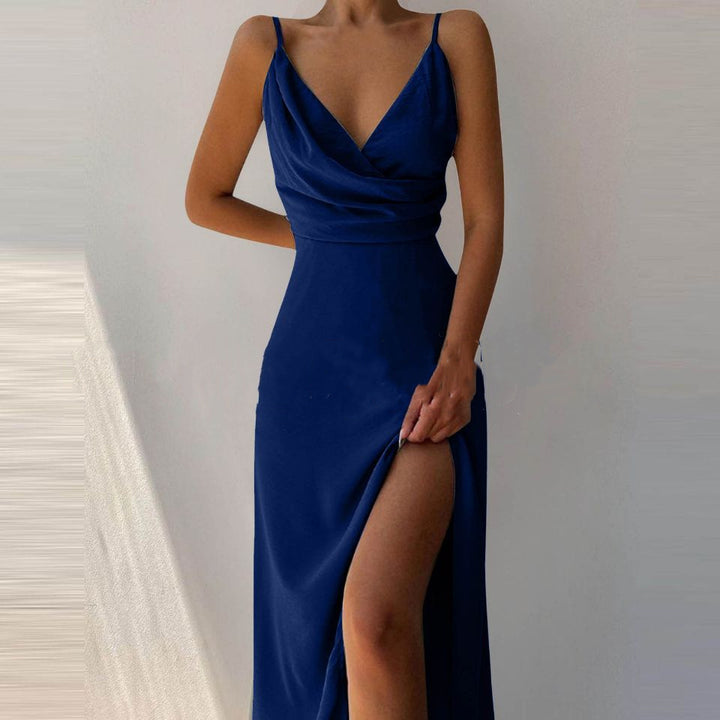 V-neck Slit Sling Dress Summer Fashion Dresses - Golden Treasures 