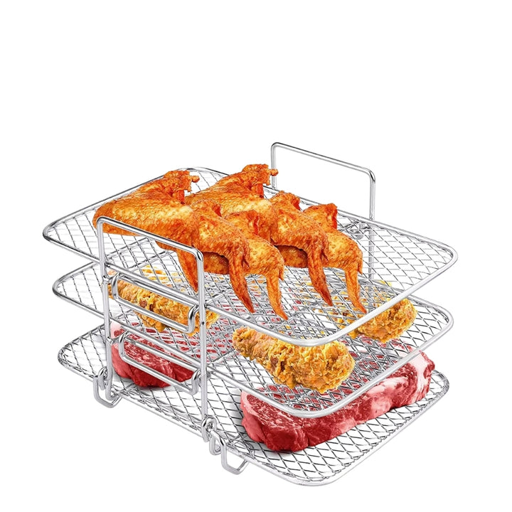 3 Layers Air Fryer Rack Stackable Grilling Rack Stainless Steel