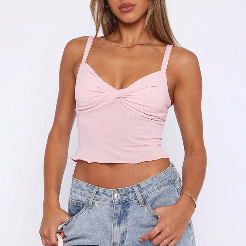 V-neck Summer Versatile Short Top Girl Street Style Women's Clothing