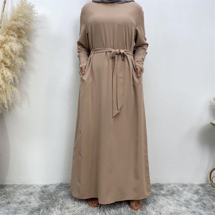 Women's Lace Up Pocket Modest Dress - Golden Treasures 