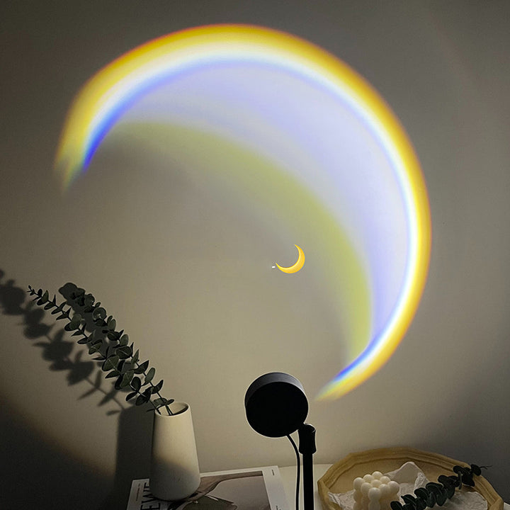 INS USB Moon Lamp LED Rainbow Neon Night Sunset Light Projector Photography Wall Atmosphere Lighting For Bedroom Home Decor - Golden Treasures  # #