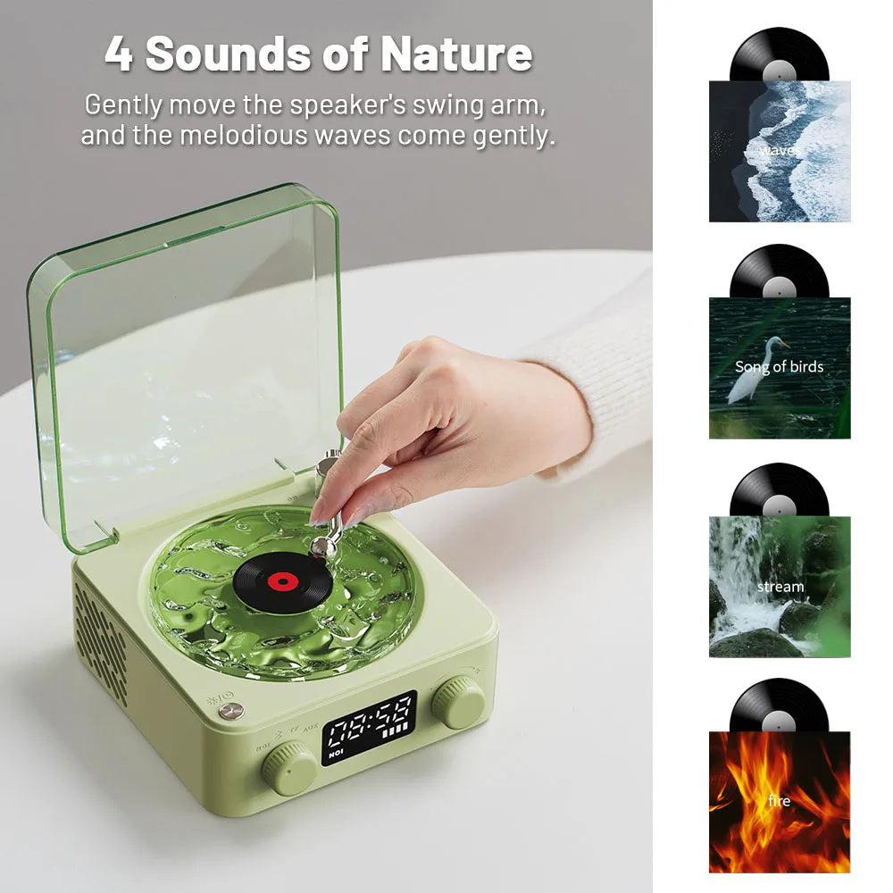 Retro Turntable Speaker Wireless Bluetooth-compatible 5.0 Vinyl Record Player Stereo Sound With White Noise RGB Projection Lamp Effect - Golden Treasures  # #