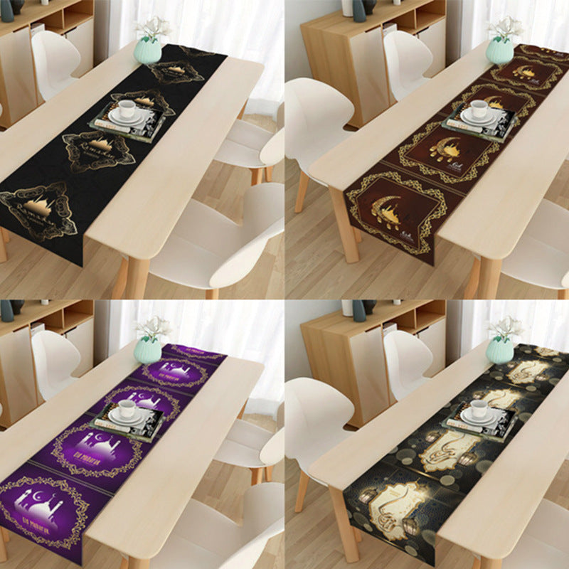 Home Muslim Ramadan Decorative Cloth Table Flag - Golden Treasures  # #