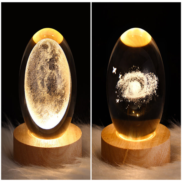 LED Night Light Galaxy Crystal Ball Table Lamp 3D Planet Moon Lamp Bedroom Home Decor For Kids Party Children Birthday Gifts - Golden Treasures 