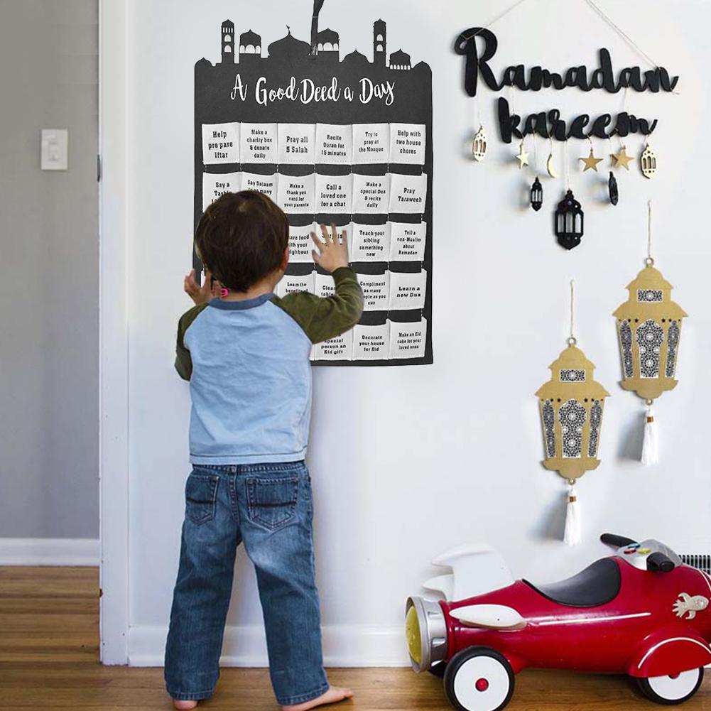 Mubarak Eid Ramadan Fabric Wall Calendar - Golden Treasures  # #