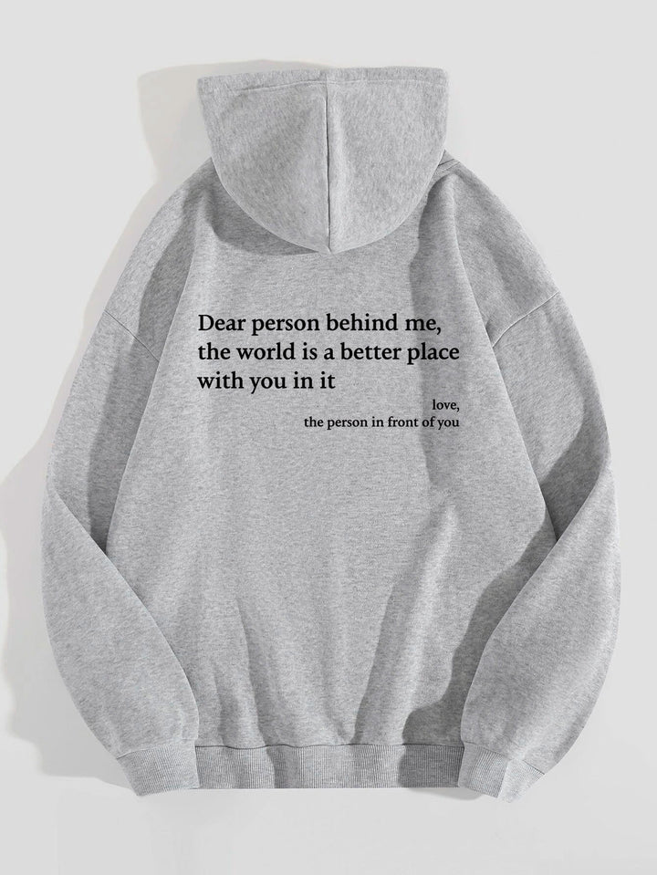 Dear Person Behind Me, Plush Letter Printed Unisex Trendy Hoodies - Golden Treasures  # #