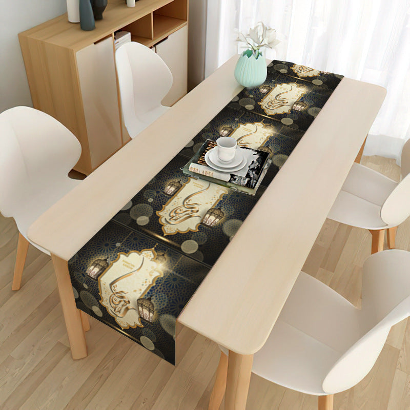 Home Muslim Ramadan Decorative Cloth Table Flag - Golden Treasures  # #