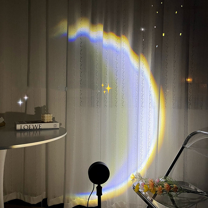 INS USB Moon Lamp LED Rainbow Neon Night Sunset Light Projector Photography Wall Atmosphere Lighting For Bedroom Home Decor - Golden Treasures  # #