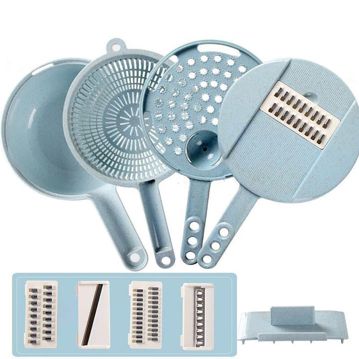 8 In 1 Vegetable Slicer With Strainer Vegetable Cutter - Golden Treasures  # #