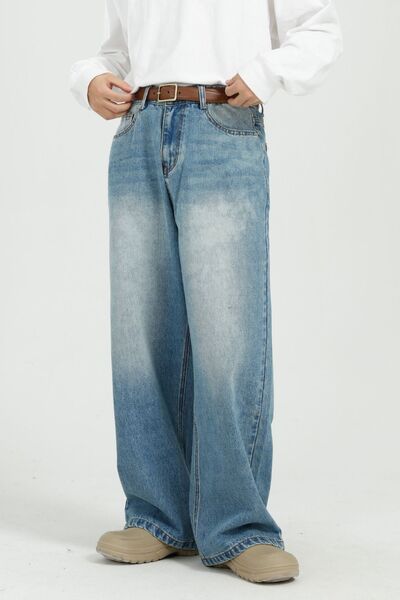 Wide Leg Jeans with Pockets - Golden Treasures  # #