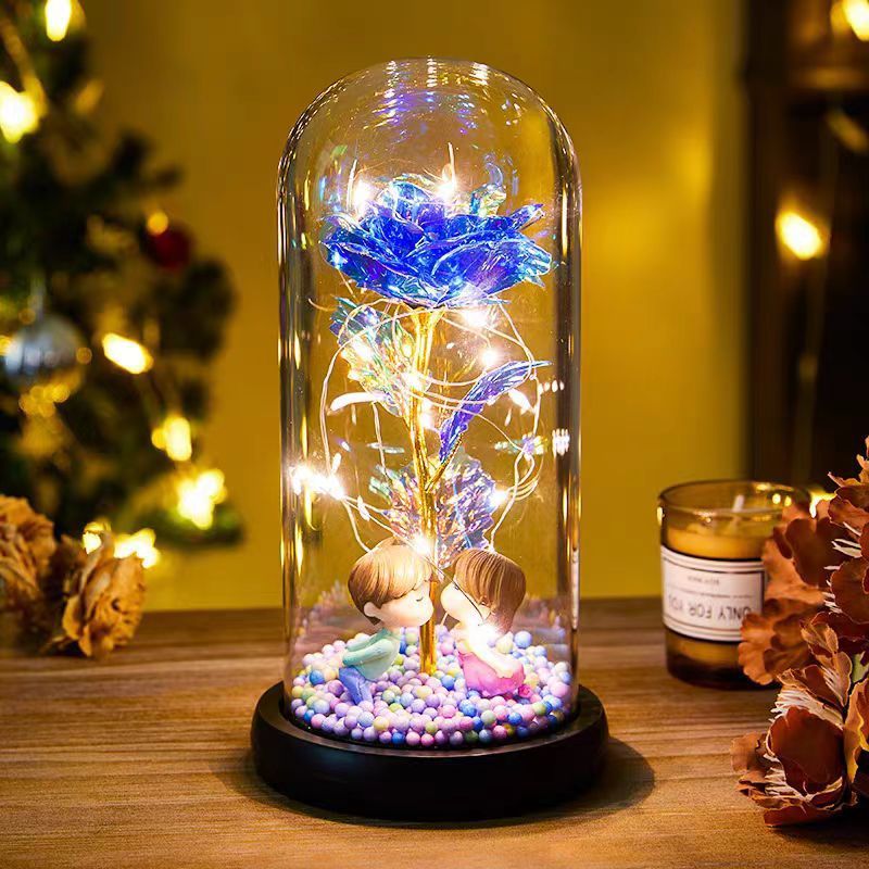 Eternal Rose LED Light Foil Flower In Glass Cover Night Lights Valentines Day Gifts Lamp Decor For For Home Bedroom Wedding Gift Valentine's Day Gifts - Golden Treasures  # #