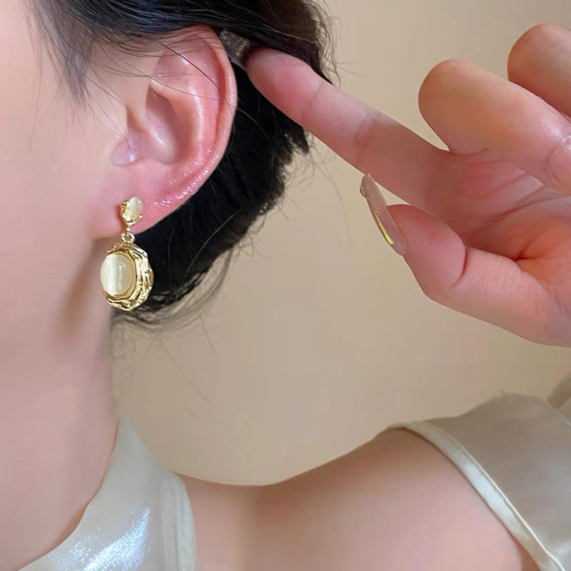 Retro Hong Kong Style Elegant Ear Studs Niche High Sense - Golden Treasures  # #