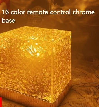 LED Water Ripple Ambient Night Light USB Rotating Projection Crystal Table Lamp RGB Dimmable Home Decoration 16 Color Gifts - Golden Treasures  # #