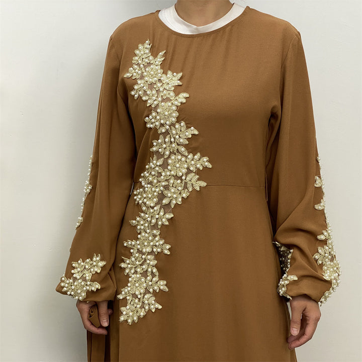 Fashion Lace Beaded Muslim Dress Women - Golden Treasures 