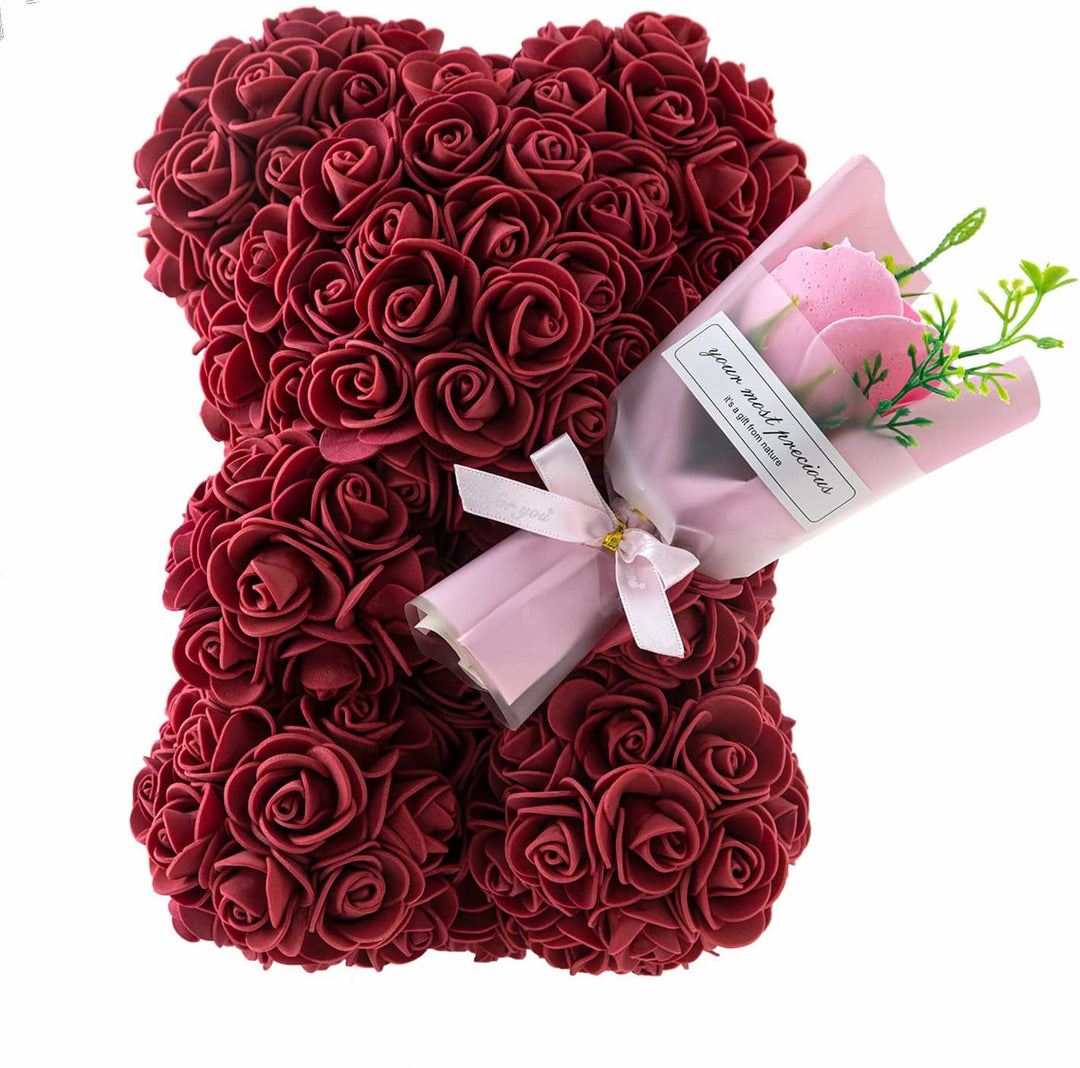 Rose Bear Preserved Fresh Flower Valentine's Day Birthday Gift - Golden Treasures  # #