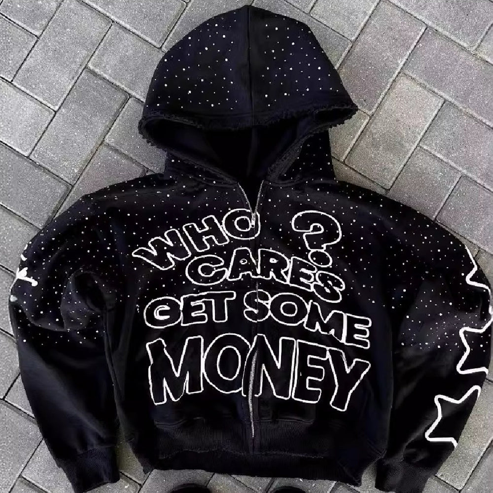 High Street Dark Style Letter Print Hoodie - Golden Treasures  # #