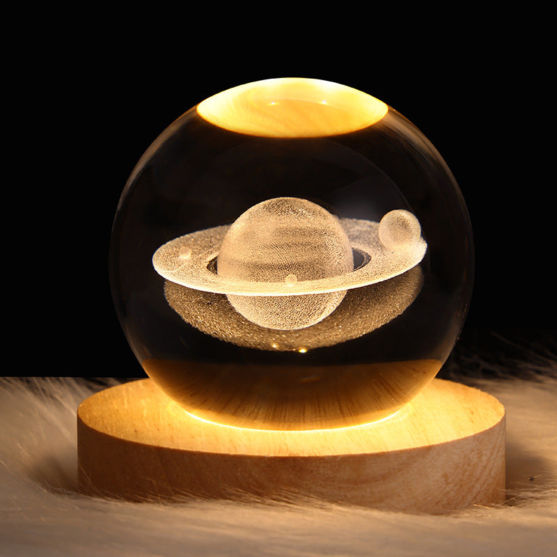 LED Night Light Galaxy Crystal Ball Table Lamp 3D Planet Moon Lamp Bedroom Home Decor For Kids Party Children Birthday Gifts - Golden Treasures  # #