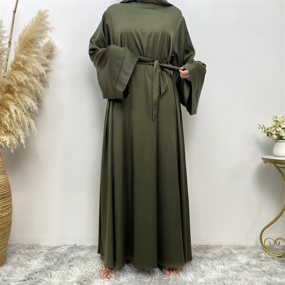 Women's Lace Up Satin Muslim Dress - Golden Treasures 