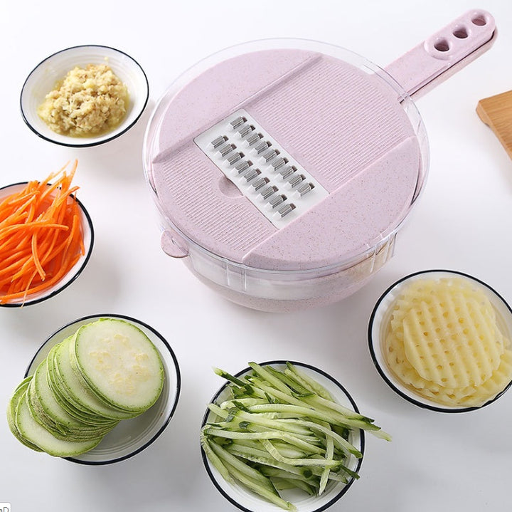 8 In 1 Vegetable Slicer With Strainer Vegetable Cutter - Golden Treasures  # #