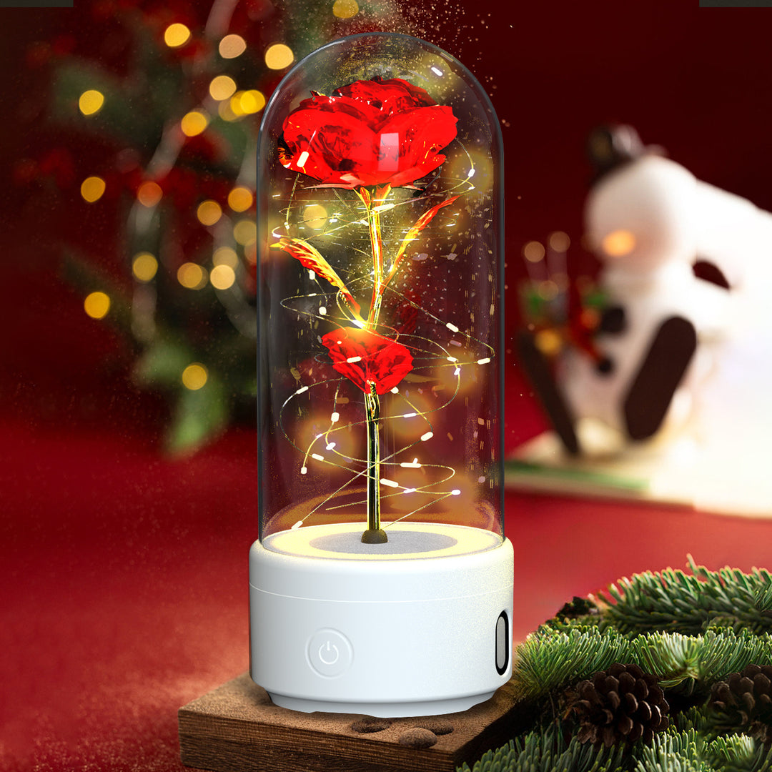 Rose Flowers LED Light, Bluetooth Speaker Valentine's Day Gift Rose Luminous Ornament - Golden Treasures  # #