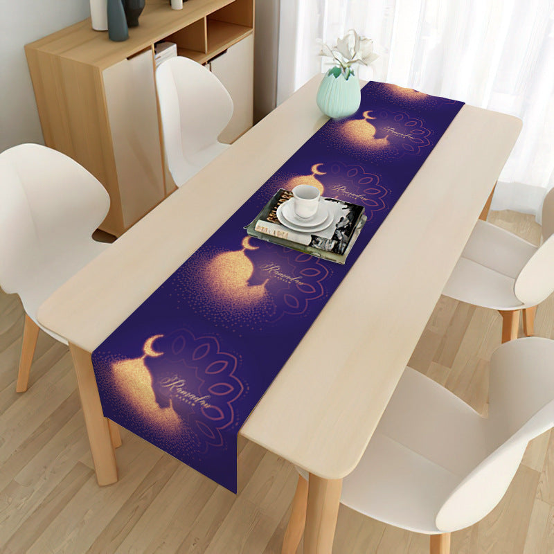 Home Muslim Ramadan Decorative Cloth Table Flag - Golden Treasures  # #